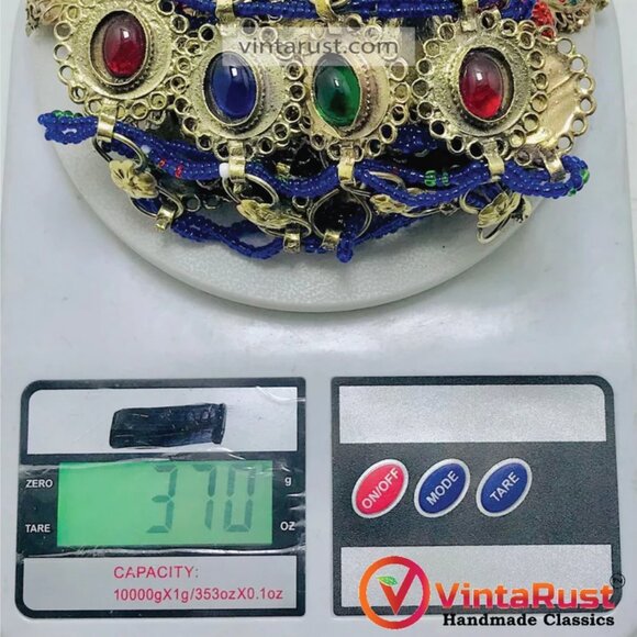 Multicolor Big Unique Choker Necklace, Old Kuchi Afghan Choker Necklace - Picture 12 of 12